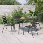Table de jardin anthracite 100x100x71 cm acier