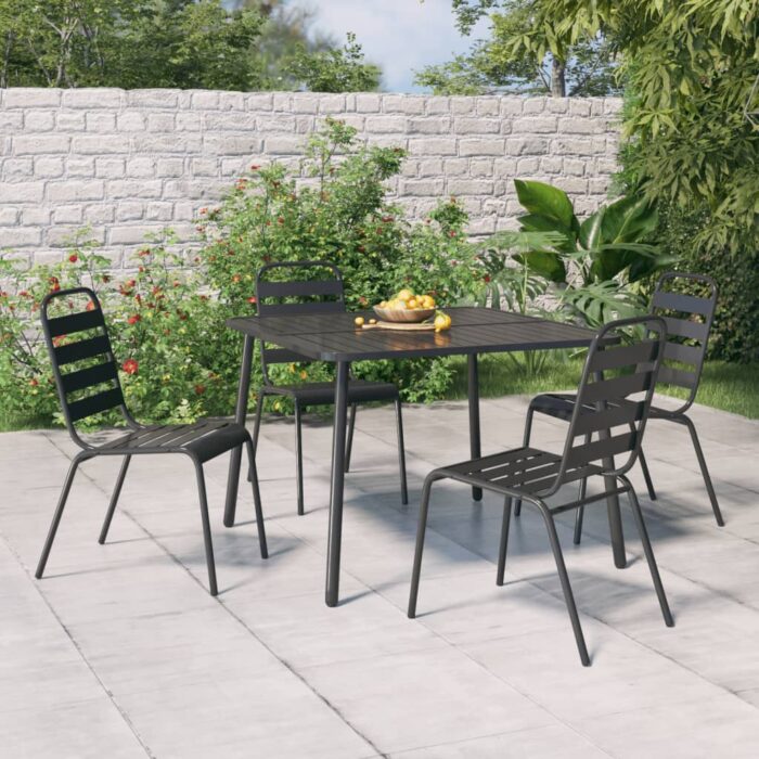 Table de jardin anthracite 100x100x71 cm acier – Image 1