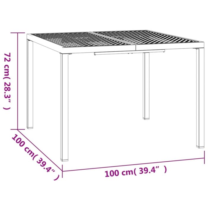 Table de jardin anthracite 100x100x72 cm acier – Image 5