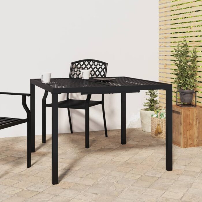 Table de jardin anthracite 100x100x72 cm acier – Image 1