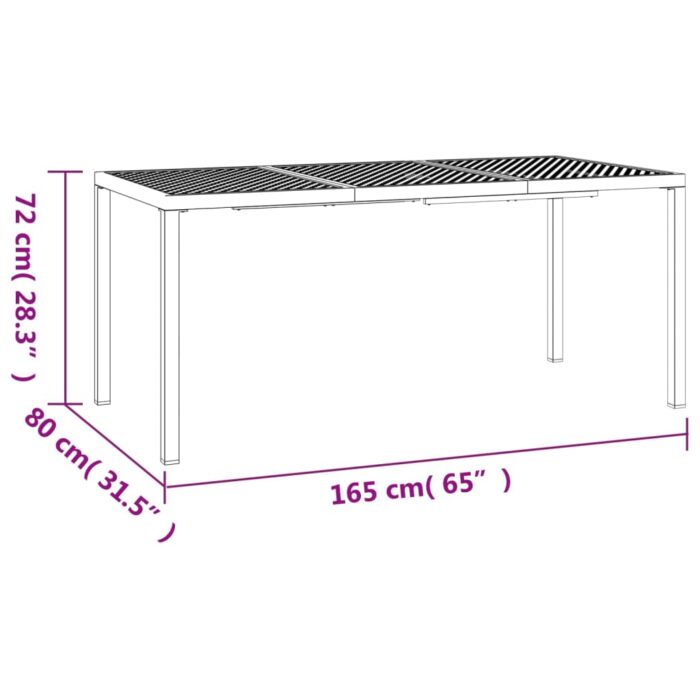 Table de jardin anthracite 165x80x72 cm acier – Image 5