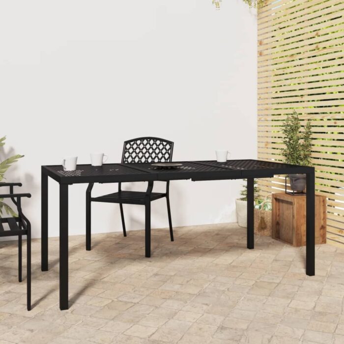 Table de jardin anthracite 165x80x72 cm acier – Image 1