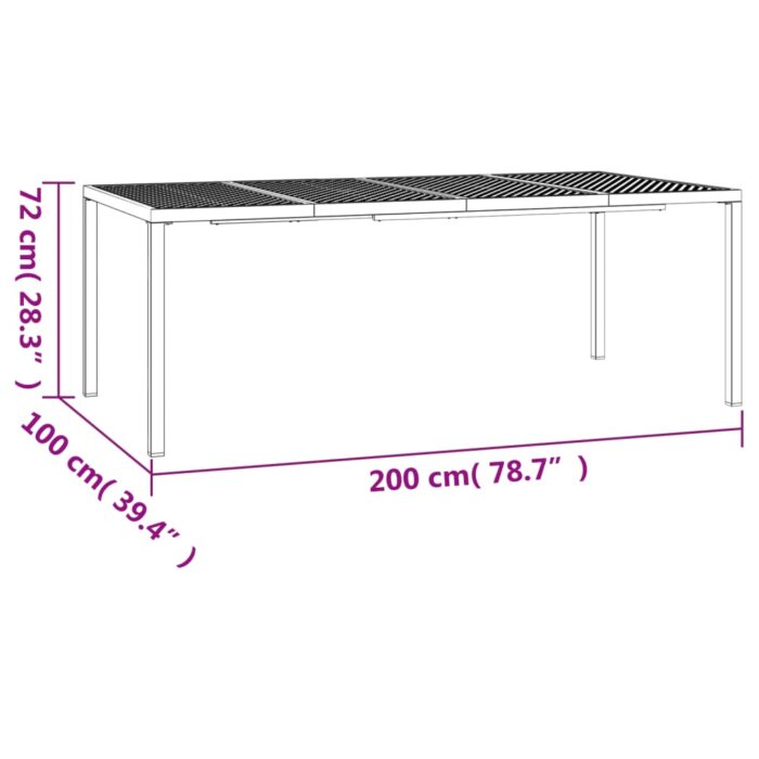 Table de jardin anthracite 200x100x72 cm acier – Image 5