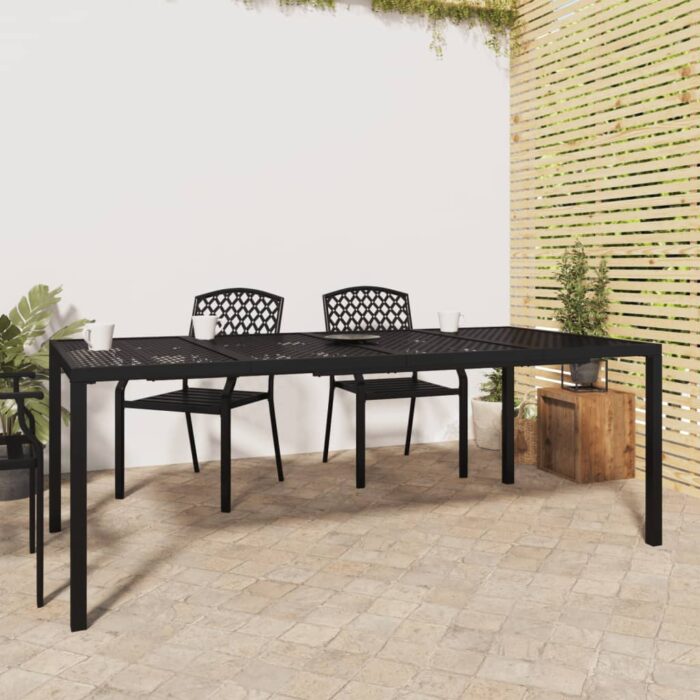 Table de jardin anthracite 200x100x72 cm acier – Image 1