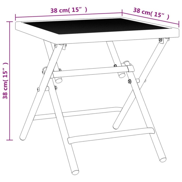 Table de jardin pliable anthracite 38x38x38 cm Treillis d'acier – Image 6