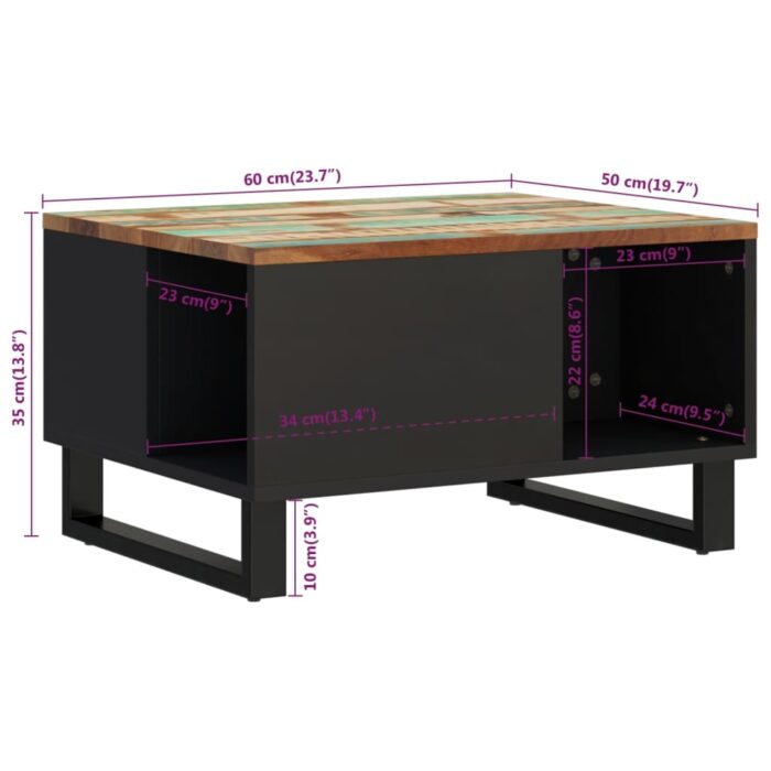 Table basse 60x50x35 cm bois de récupération massif – Image 6