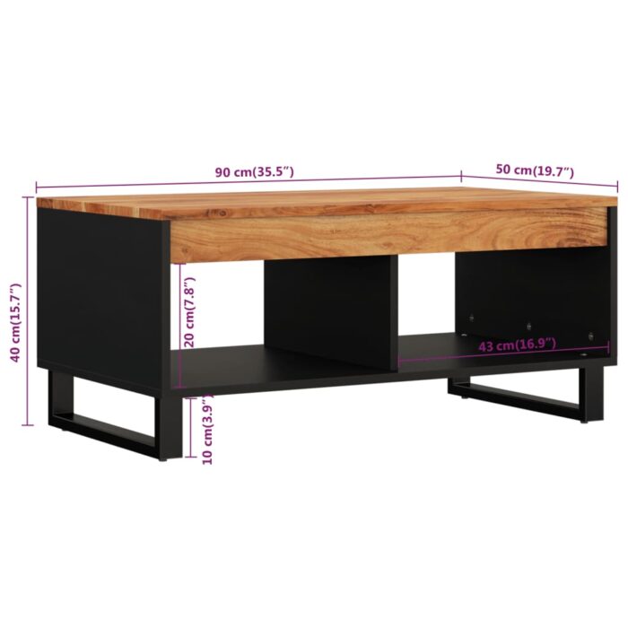 Table basse 90x50x40 cm bois d'acacia massif – Image 5