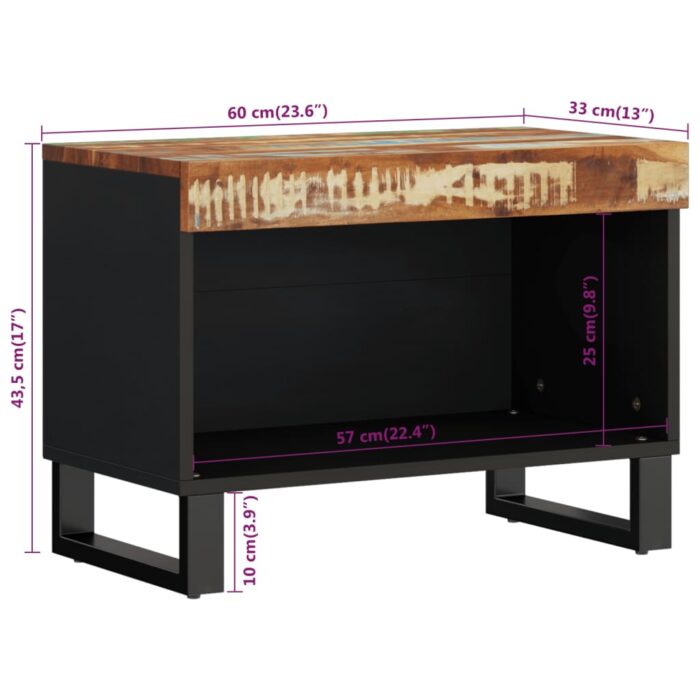 Meuble TV 60x33x43,5 cm bois massif de récupération – Image 6