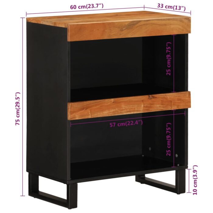 Armoire latérale 60x33x75 cm bois massif d'acacia – Image 6