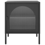 Table de chevet noir 50x35x60 cm verre et acier – Image 3