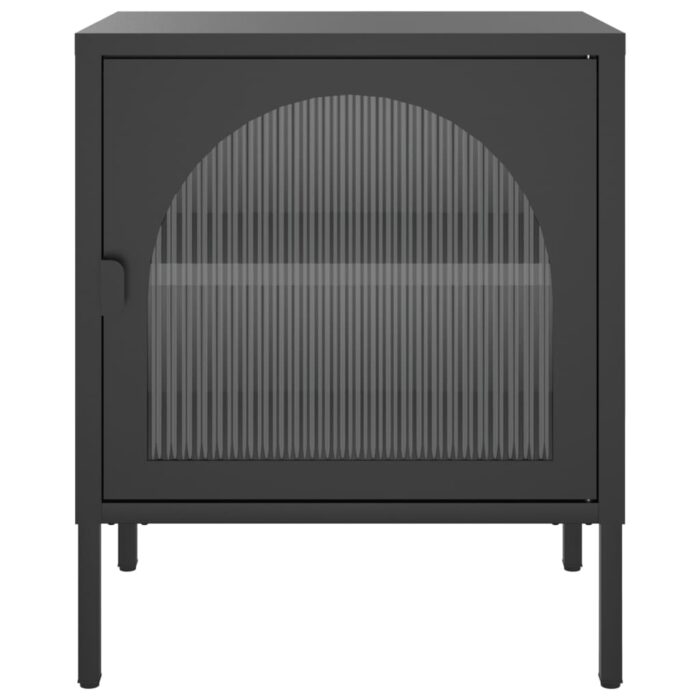 Table de chevet noir 50x35x60 cm verre et acier – Image 3
