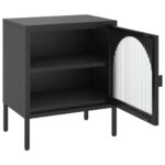 Table de chevet noir 50x35x60 cm verre et acier – Image 5