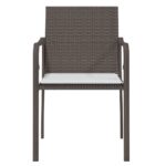Chaises de jardin et coussins lot de 2 marron 56x59x84 cm rotin – Image 2