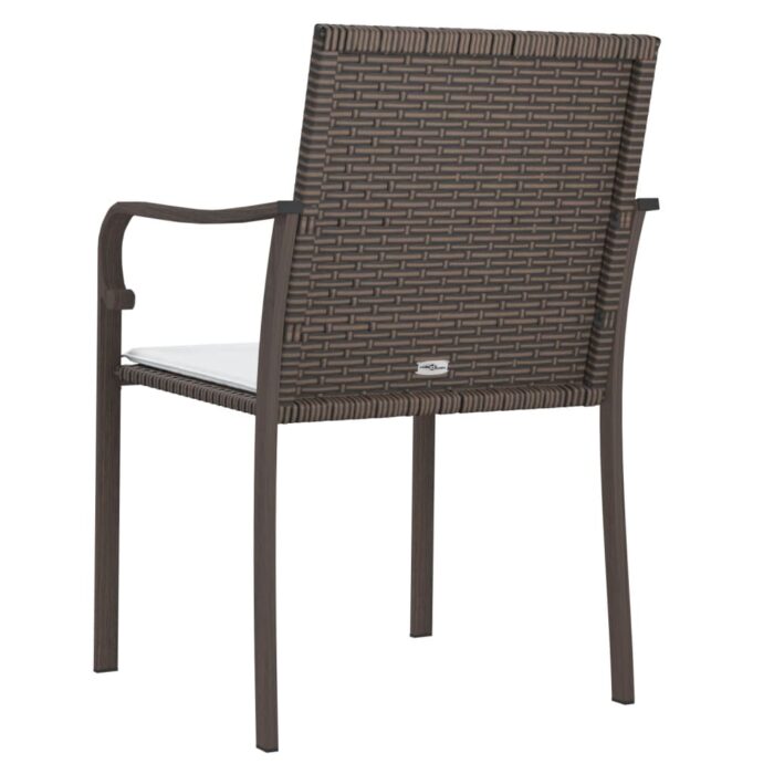 Chaises de jardin et coussins lot de 2 marron 56x59x84 cm rotin – Image 4
