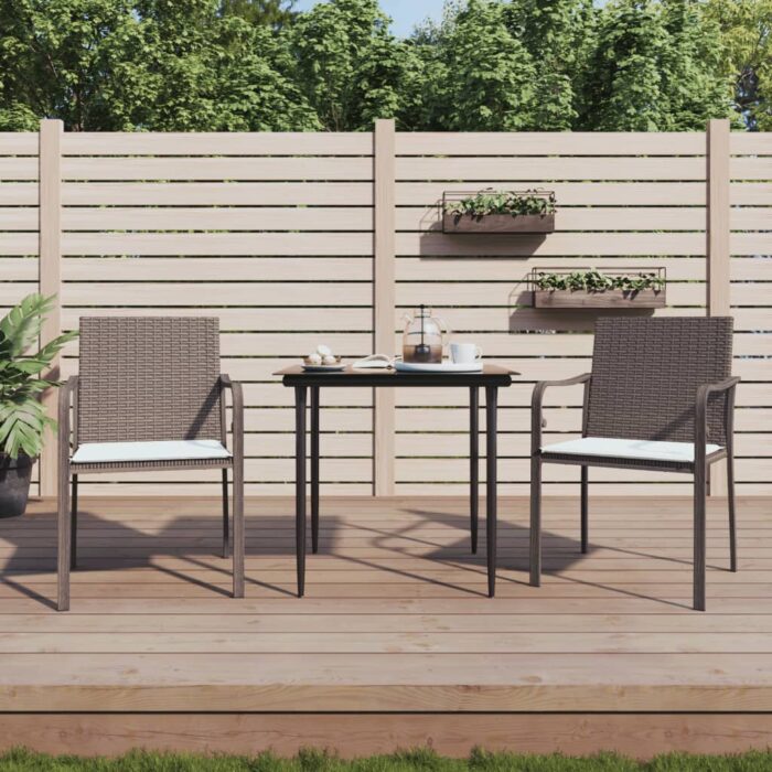Chaises de jardin et coussins lot de 2 marron 56x59x84 cm rotin – Image 1
