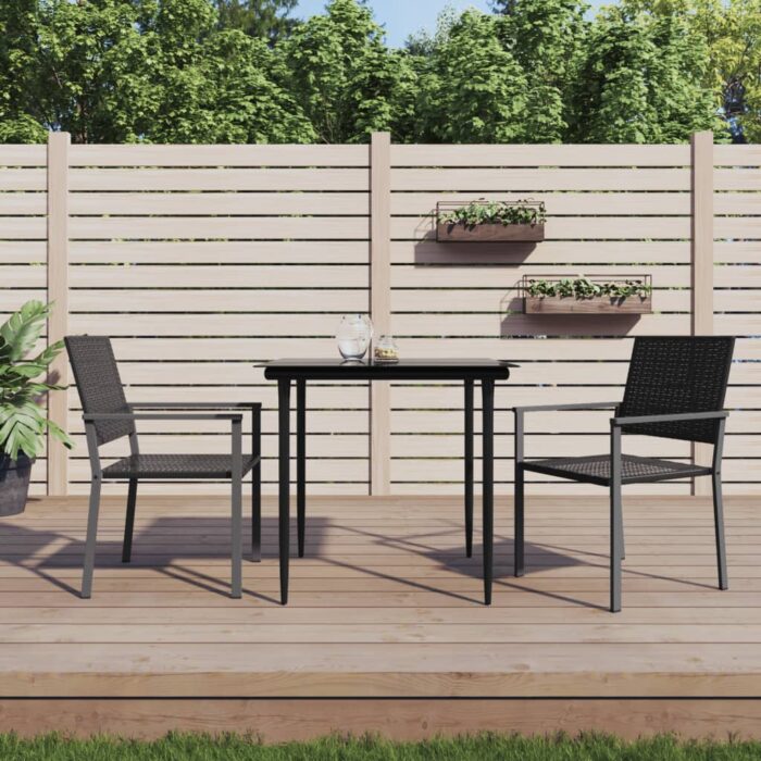 Chaises de jardin lot de 2 noir 54x62,5x89 cm résine tressée – Image 1