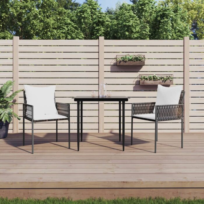 Chaises de jardin et coussins lot de 2 marron 54x61x83 cm rotin – Image 1