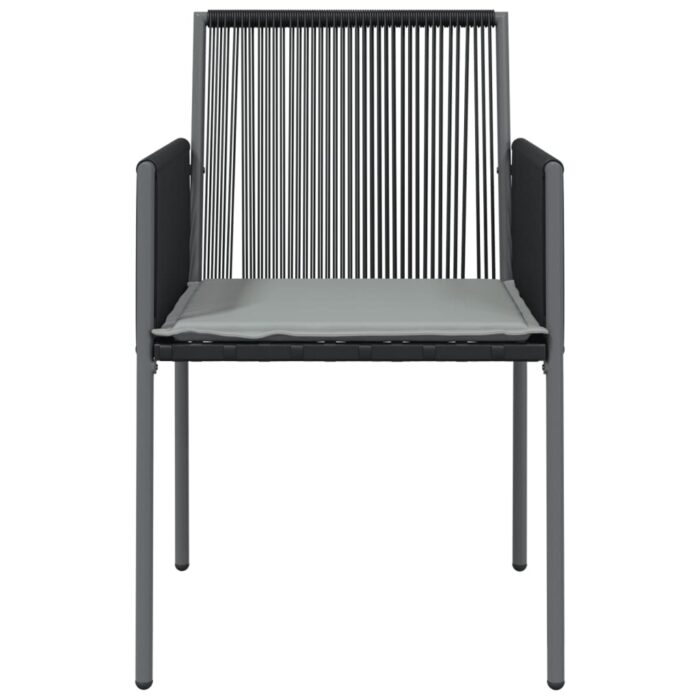 Chaises de jardin et coussins lot de 2 noir 54x60,5x83,5 cm – Image 2