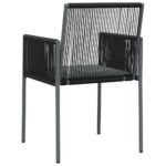 Chaises de jardin et coussins lot de 2 noir 54x60,5x83,5 cm – Image 4