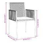 Chaises de jardin et coussins lot de 2 noir 54x60,5x83,5 cm – Image 7