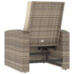 Fauteuil inclinable de jardin avec coussins marron clair rotin – Image 3