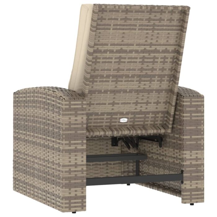 Fauteuil inclinable de jardin avec coussins marron clair rotin – Image 3