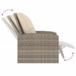 Fauteuil inclinable de jardin avec coussins marron clair rotin – Image 4