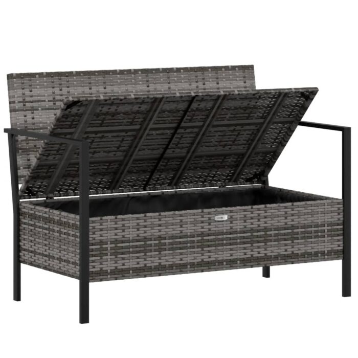 Banc de Jardin à 2 Places avec Coussins Gris Résine Tressée – Image 4