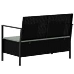 Banc de Jardin à 2 Places avec Coussins Noir Résine Tressée – Image 3