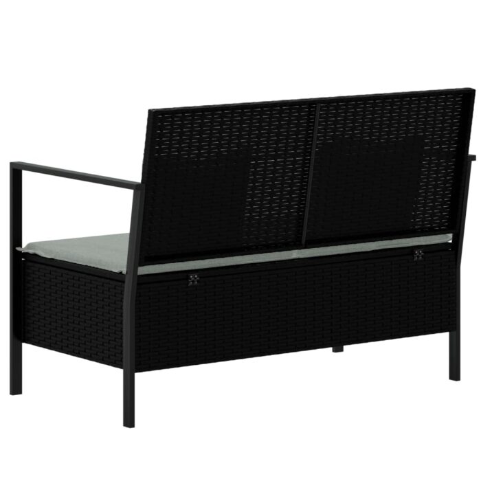 Banc de Jardin à 2 Places avec Coussins Noir Résine Tressée – Image 3