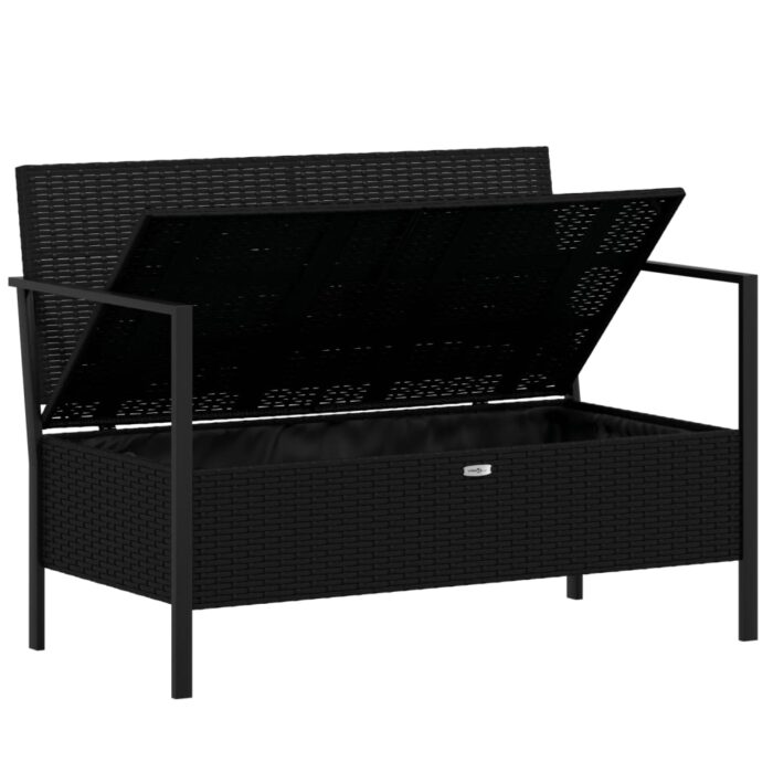 Banc de Jardin à 2 Places avec Coussins Noir Résine Tressée – Image 4