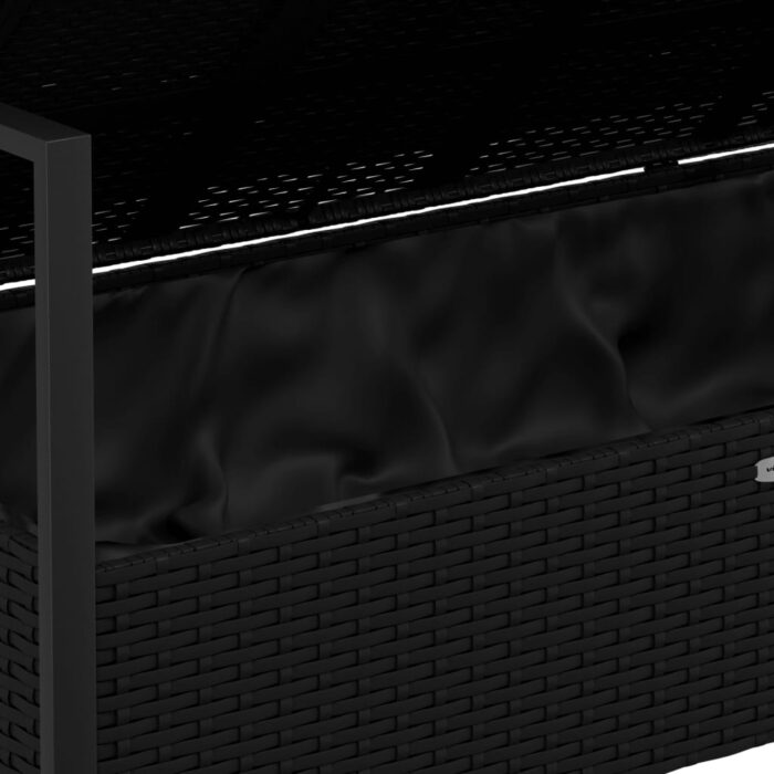 Banc de Jardin à 2 Places avec Coussins Noir Résine Tressée – Image 5