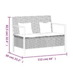 Banc de Jardin à 2 Places avec Coussins Noir Résine Tressée – Image 7