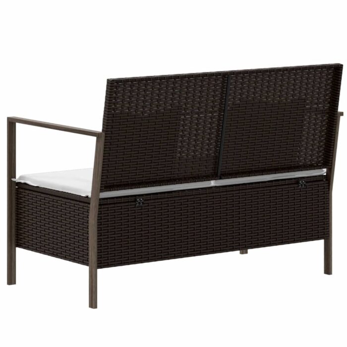 Banc de jardin à 2 places avec coussins Marron Résine tressée – Image 3