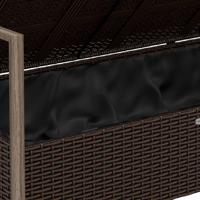 Banc de jardin à 2 places avec coussins Marron Résine tressée – Image 5