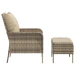 Chaise de jardin avec tabouret marron clair résine tressée – Image 2