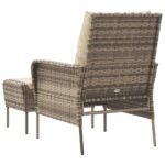 Chaise de jardin avec tabouret marron clair résine tressée – Image 3