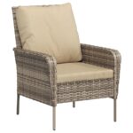 Chaise de jardin avec tabouret marron clair résine tressée – Image 4
