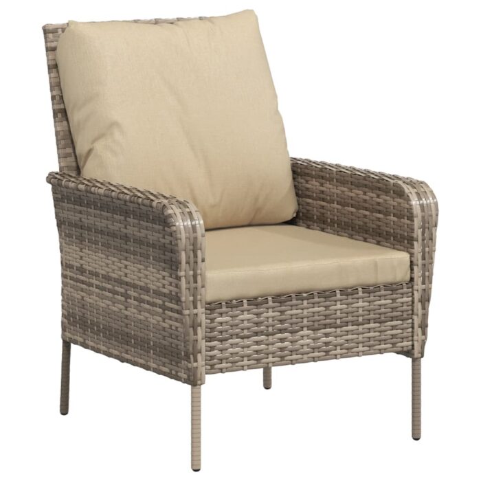 Chaise de jardin avec tabouret marron clair résine tressée – Image 4