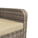 Chaise de jardin avec tabouret marron clair résine tressée – Image 6