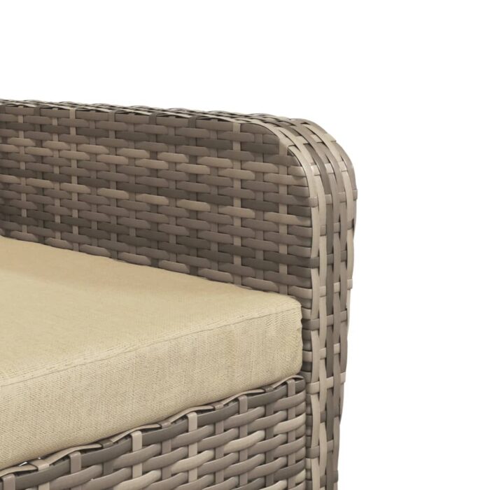 Chaise de jardin avec tabouret marron clair résine tressée – Image 6