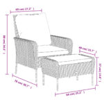 Chaise de jardin avec tabouret marron clair résine tressée – Image 9
