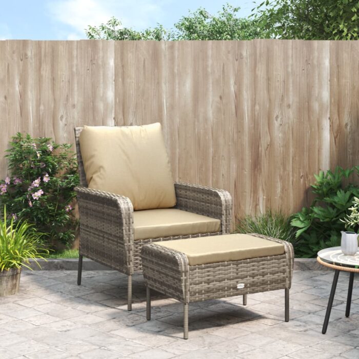 VXL8720845787134_m_en_hd_1.jpg Chaise de jardin avec tabouret marron clair résine tressée – Image 1