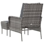 Chaise de jardin avec tabouret gris résine tressée – Image 3