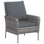 Chaise de jardin avec tabouret gris résine tressée – Image 4