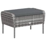 Chaise de jardin avec tabouret gris résine tressée – Image 5