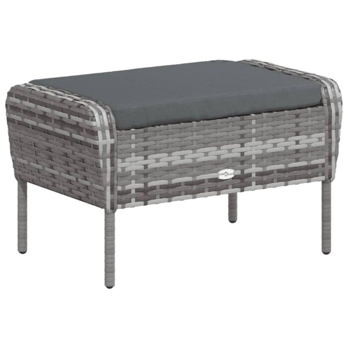 Chaise de jardin avec tabouret gris résine tressée – Image 5