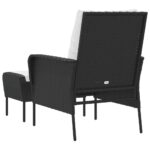 Chaise de jardin avec tabouret noir résine tressée – Image 3
