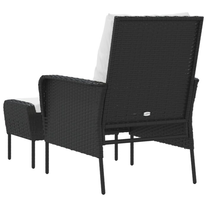Chaise de jardin avec tabouret noir résine tressée – Image 3