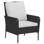 Chaise de jardin avec tabouret noir résine tressée – Image 4